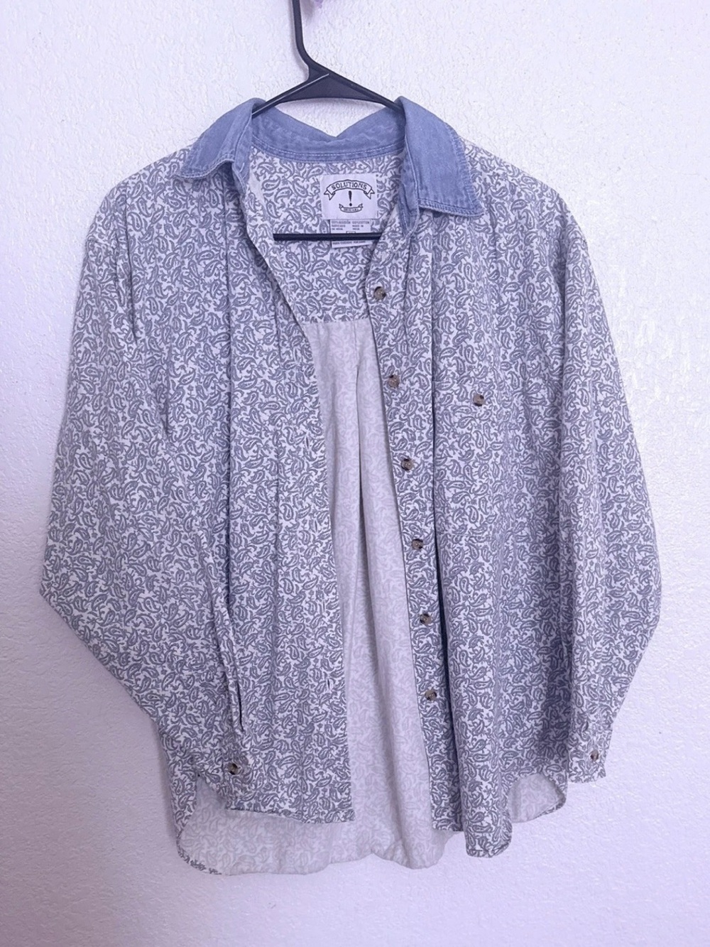 VINTAGE SOLUCTIONS Button-Down Shirt/ light Blue/White/ 100% cotton